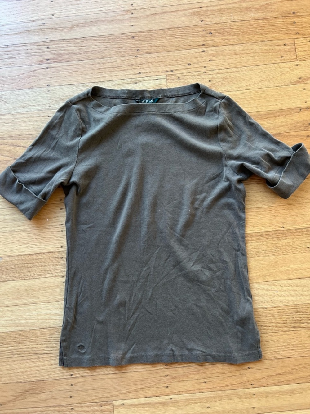 Lauren Ralph Lauren Brown Short-Sleeve Knit Top